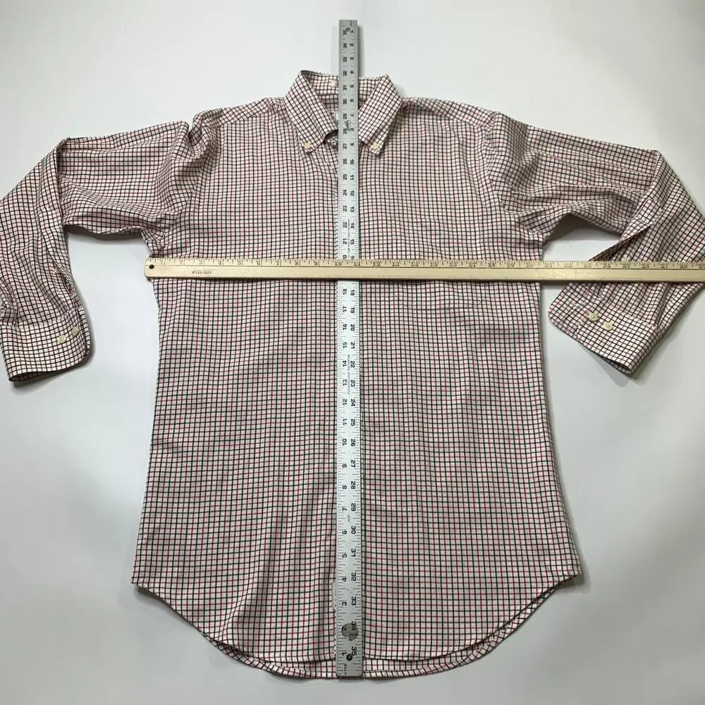 Peter Millar Dress Shirt Men Small Nanoluxe EasyCare Plaid Button Down Curve Hem